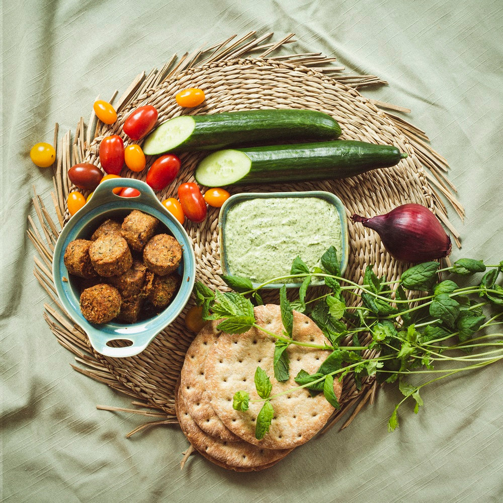 Stuffed Pita Pockets with Creamy Cilantro Dressing and Peppermint