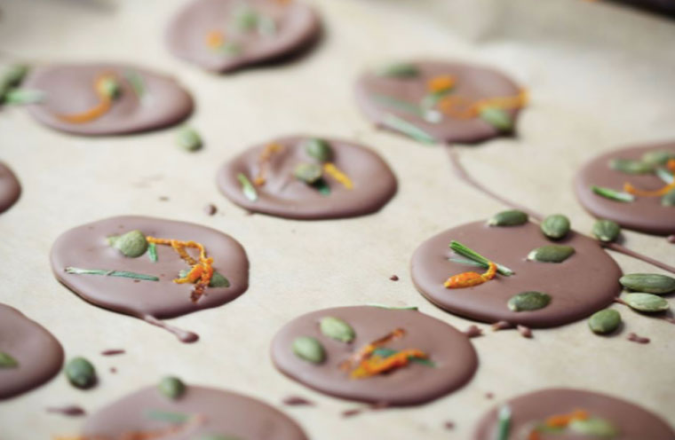 Click & Grow Guide To Beer And Food Pairing: Milk Chocolate Puddles with Pumpkin Seeds, Rosemary & Orange by Abel & Cole